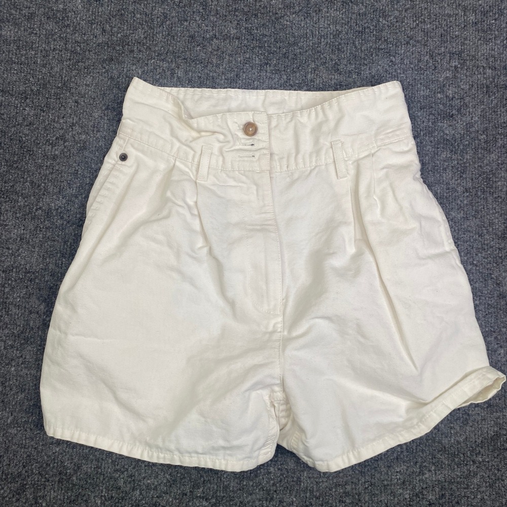 Bottega Veneta White Cotton Pleated High Waisted Shorts Made in Italy Size 40
